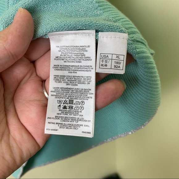 Brooks Brothers Light Blue Metallic V-Neck Sweater - Picture 8 of 10